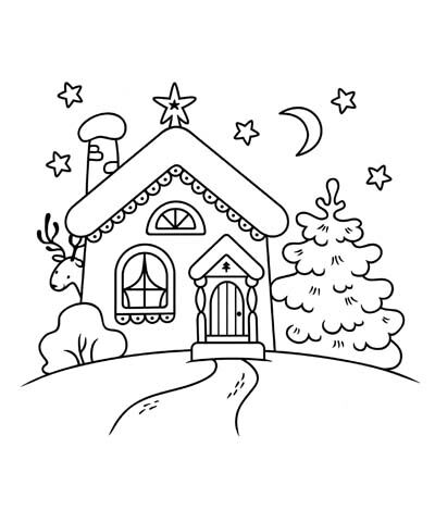 Christmas Village Coloring Page