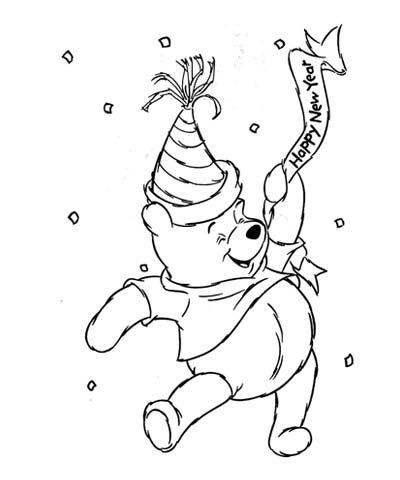 Winnie the Pooh Christmas Coloring Page