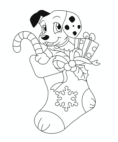 Christmas Coloring Page Puppy