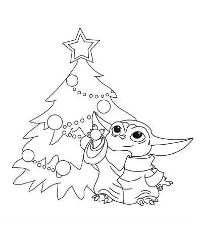 Christmas Yoda Coloring Page