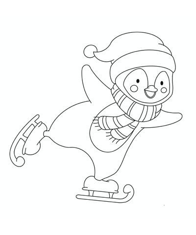 Penguin Christmas Coloring Page
