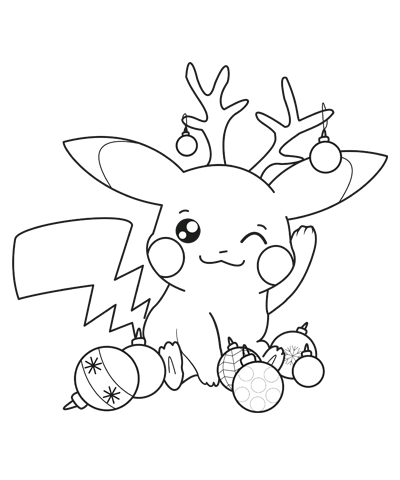 Christmas Baby Pikachu Coloring Page