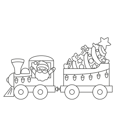 Christmas Train & Wagon Coloring Page