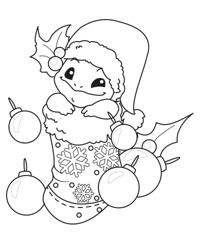 Funny Christmas Turtle Coloring Page