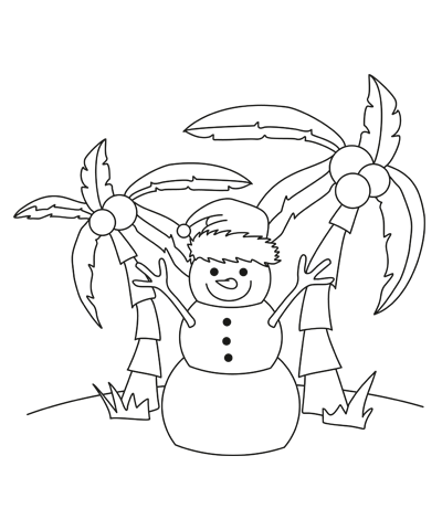 Palms on the Christmas Beach Coloring Page