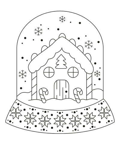Magic Christmas Snow Globe Coloring Page