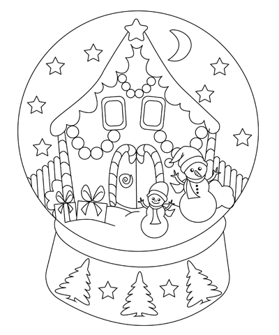 Christmas Crystal Snow Globe Coloring Page