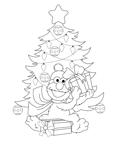 Christmas Elmo Coloring Page