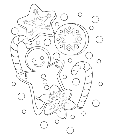 Christmas Gingerbread Coloring Page
