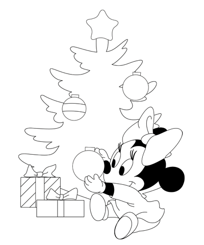 Christmas Minnie Mouse Coloring Page