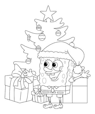 Christmas Spongebob Coloring Page