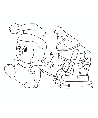 Cute Christmas Penguin Coloring Page