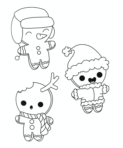 Christmas Gingerbread Figures Coloring Page