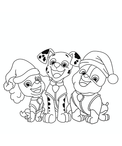 PAW Patrol on Holiday Coloring Page