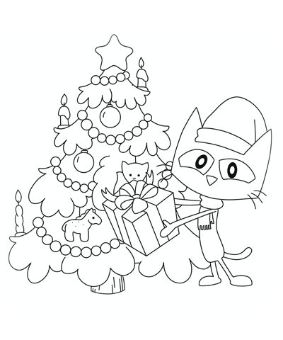 Pete The Cat Christmas Coloring Page