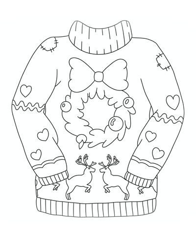 Ugly Christmas Ornament Sweater Coloring Page