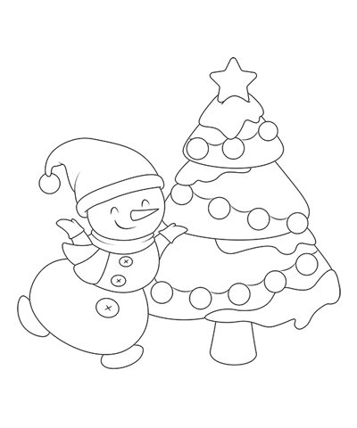Simple Coloring Page Snowman